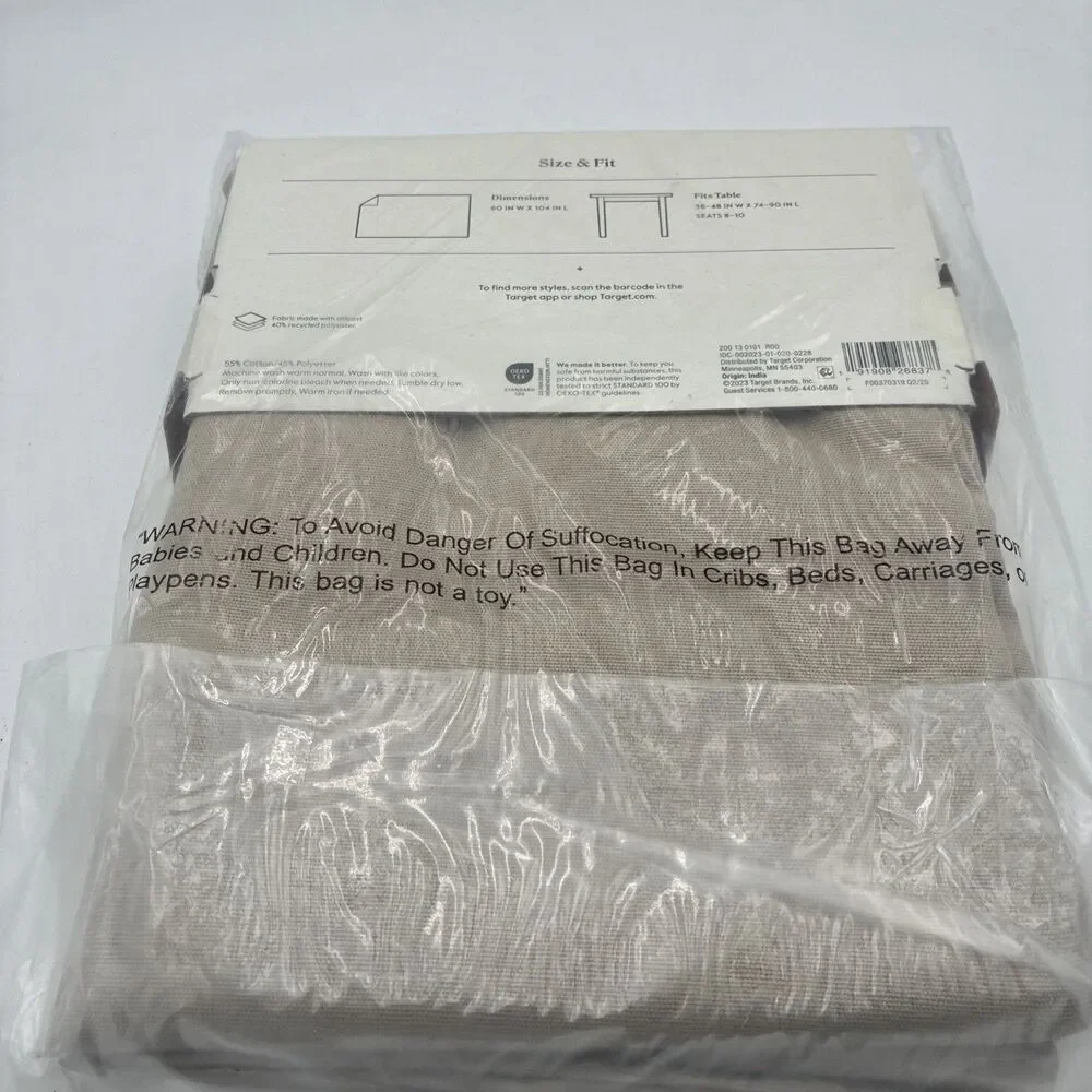 Threshold Cotton and Linen Blend Tablecloth Tan- 60